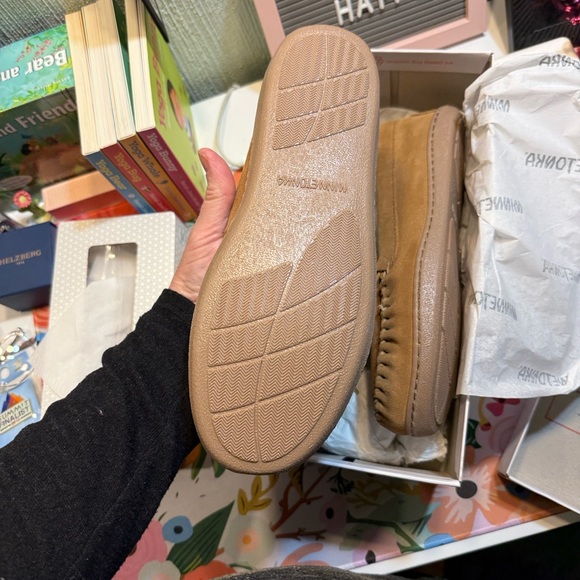 Minnetonka Golden Tan Suede Slippers - Picture 2 of 4